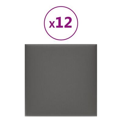 vidaXL vægpaneler 12 stk. 30x30 cm 1,08 m² kunstlæder grå