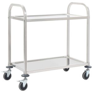 vidaXL k&oslash;kkenvogn med 2 hylder 96,5x55x90 cm rustfrit st&aring;l