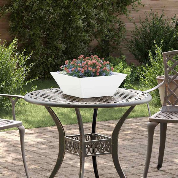 vidaXL Have Blomsterkrukke 5 pcs Hvid 40 x 40 x 15 cm Koldvalset st&aring;l