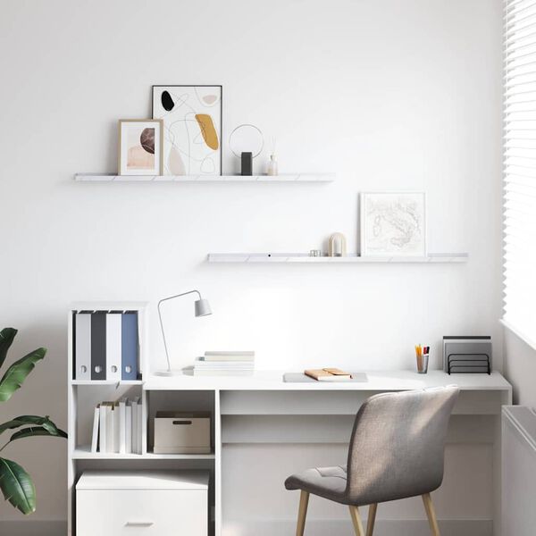 vidaXL V&aelig;ghylde 2 pcs Hvid marmor 115 x 9 x 3 cm Konstrueret tr&aelig;