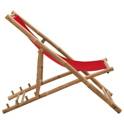 vidaXL strandstol bambus og kanvas rød