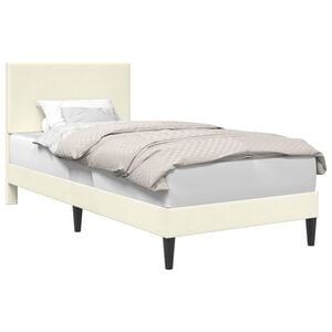 vidaXL Sengestel med hovedg&aelig;rde Cremefarvet 90 x 190 cm Velourstof