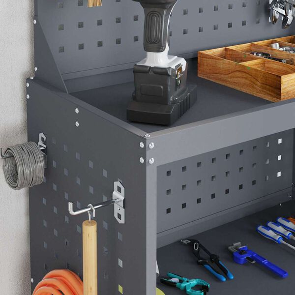 vidaXL V&aelig;rkt&oslash;jsvogn med hjul Antracit 65 x 35 x 111 cm Koldvalset st&aring;l