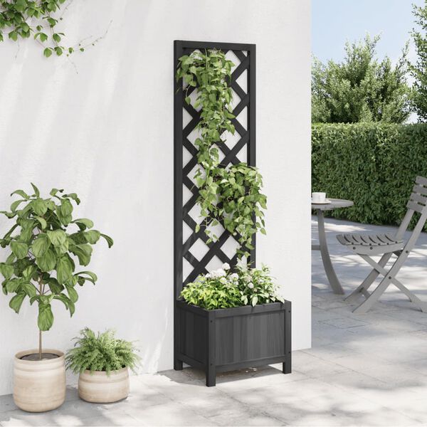 vidaXL plantekasse med espalier massivt grantræ sort