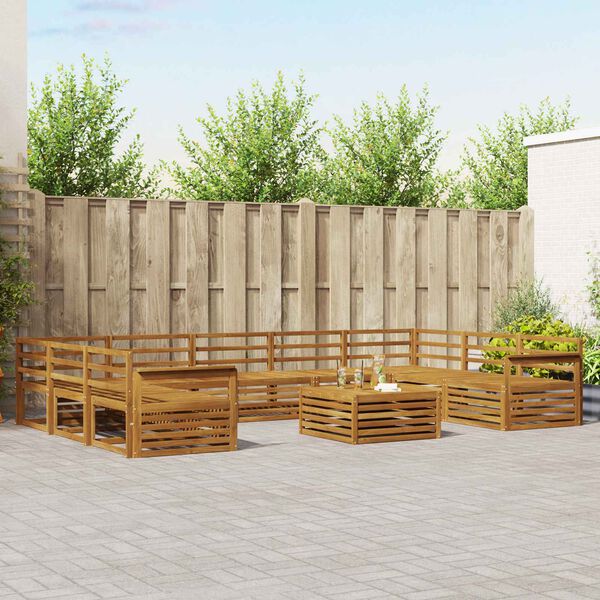 vidaXL Sofas&aelig;t 10 pcs Naturfarvet Massivt Akacietr&aelig;