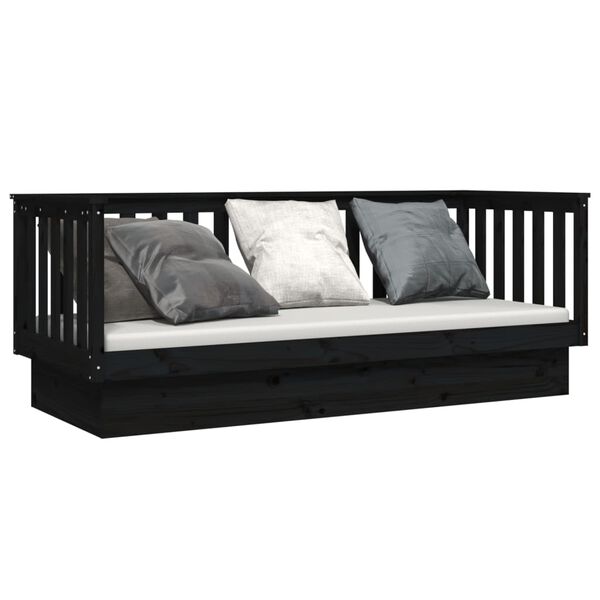 vidaXL daybed 90x190 cm massivt fyrretr&aelig; sort