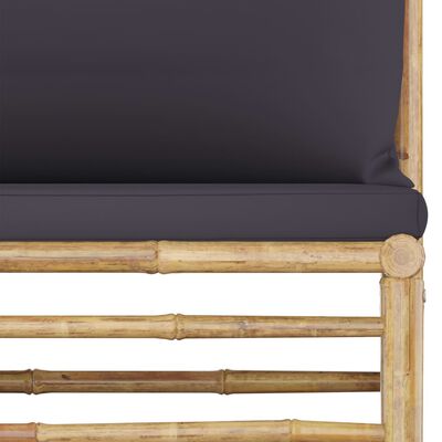 vidaXL midterdel til havesofa med mørkegrå hynder bambus