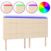 vidaXL sengegavl med LED-lys 180x5x118/128 cm stof cremefarvet