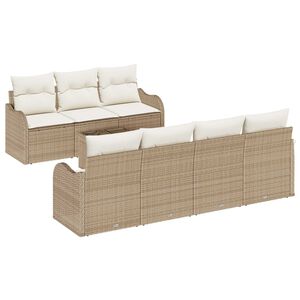 vidaXL Havesofa S&aelig;t 8 pcs Beige og creme Poly Rattan og St&aring;l og Glas