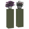 vidaXL Planteholder 2 pcs Olivengrøn 24 x 24 x 75 cm Stål