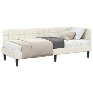 vidaXL Hj&oslash;rnesengramme med Madras 2 stk. Creme 80 x 200 cm Fl&oslash;jl