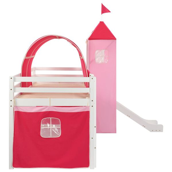 vidaXL loftseng til b&oslash;rn med rutsjebane og stige fyrretr&aelig; 208x230 cm