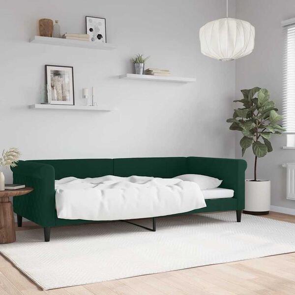 vidaXL daybed 90x200 cm velour m&oslash;rkegr&oslash;n