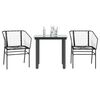 vidaXL 3 dele spisebordssæt til haven polyrattan glas sort
