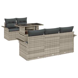 vidaXL Havesofa S&aelig;t 6 stk. Lysegr&aring; [Syntetisk]: Poly Rattan