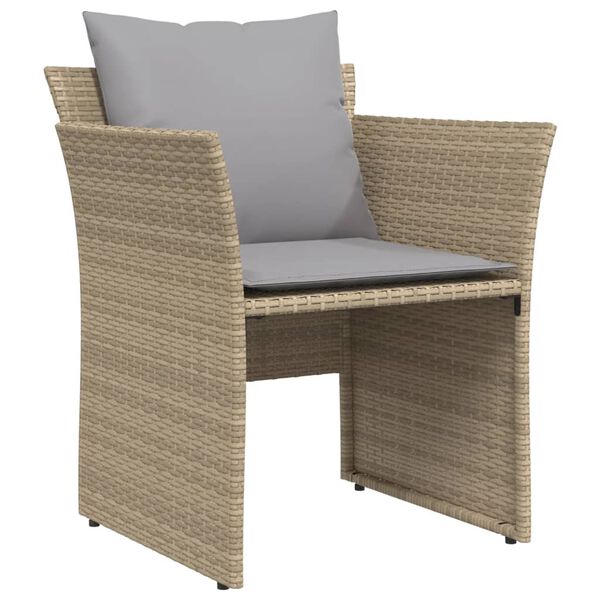vidaXL havestol med fodskammel polyrattan beige
