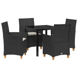 vidaXL Have Spisebordss&aelig;t 5 stk. Sort polyrattan