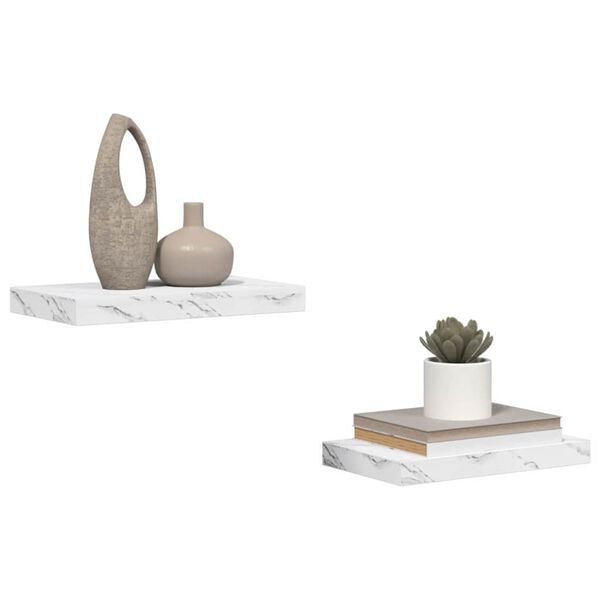 vidaXL V&aelig;ghylde 2 pcs Hvid marmor 40 x 23,5 x 4 cm Konstrueret tr&aelig;