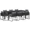 vidaXL Have Spisebordss&aelig;t 9 pcs Sort og Anthracit 200 x 80 x 73 cm