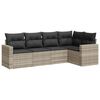 vidaXL sofas&aelig;t 5 dele med hynder polyrattan lysegr&aring;