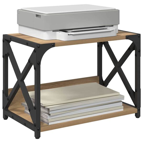 vidaXL Printerstand Artisan Egetræ 44 x 26 x 31.5 cm Konstrueret træ