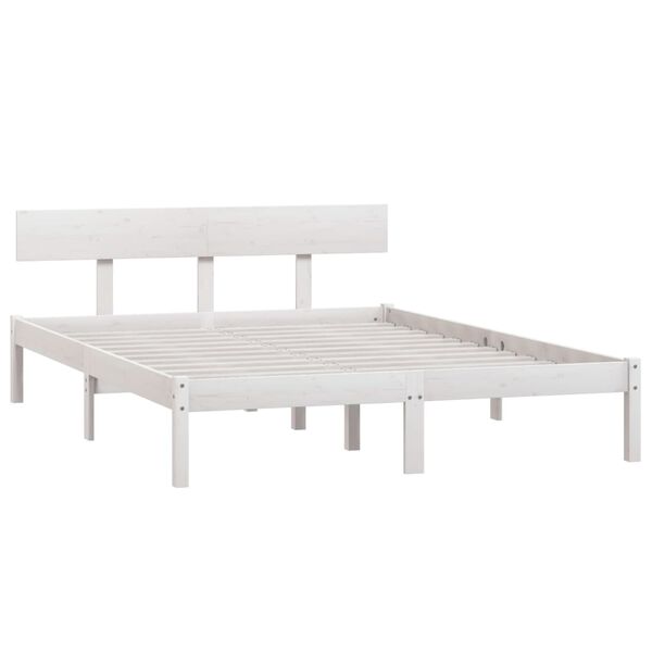 vidaXL sengeramme 150x200 cm King Size massivt fyrretr&aelig; hvid