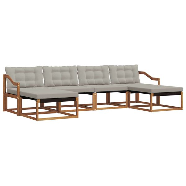 vidaXL Udend&oslash;rs sofagruppe med pude 6 pcs Naturlig og Lys Gr&aring;