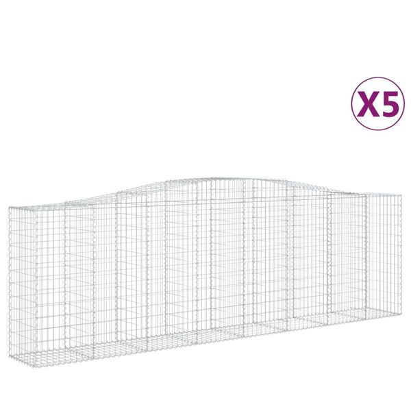 vidaXL buede gabionkurve 5 stk. 400x50x120/140 cm galvaniseret jern