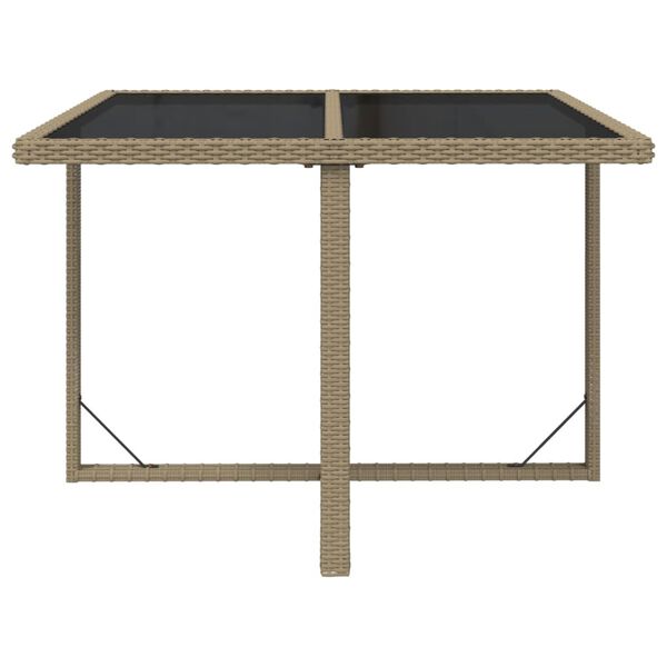 vidaXL havebord 109x107x74 cm polyrattan og glas beige