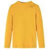 vidaXL Lang&aelig;rmet T-shirt til b&oslash;rn str. 92 ribstrikket okkergul