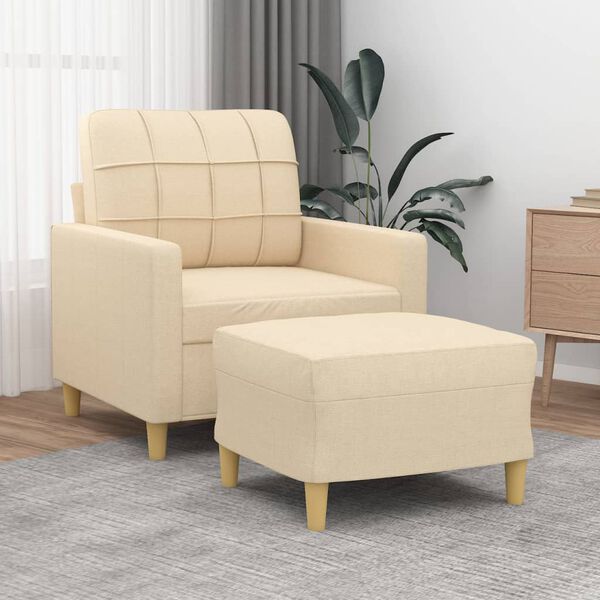 vidaXL sofastol med fodskammel 60 cm Stof cremefarvet