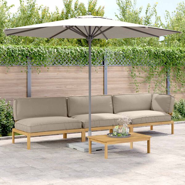 vidaXL Sofa S&aelig;t med pude Ensfarvet 4 pcs Gr&aring;brun Massivt Akacietr&aelig;