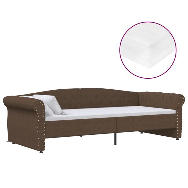 vidaXL daybed med madras og USB 90x200 cm stof brun
