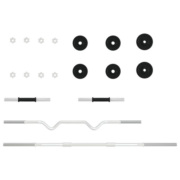 vidaXL s&aelig;t med v&aelig;gtstang og h&aring;ndv&aelig;gte 30 kg st&oslash;bejern