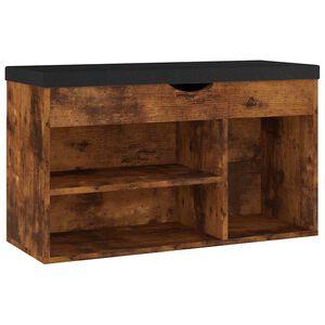 vidaXL skob&aelig;nk med hynde 80x30x47 cm konstrueret tr&aelig; r&oslash;get eg