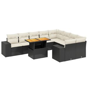 vidaXL sofas&aelig;t til haven 10 dele med hynder polyrattan sort