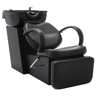 vidaXL salonstol med vask kunstlæder sort