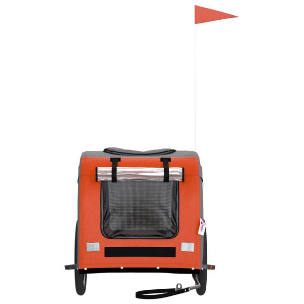 vidaXL cykeltrailer til kæledyr oxfordstof og jern orange og grå
