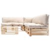 vidaXL lounges&aelig;t til haven 4 dele med sandfarvede hynder tr&aelig;paller