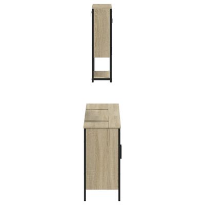 vidaXL møbelsæt til badeværelse 3 dele konstrueret træ sonoma-eg