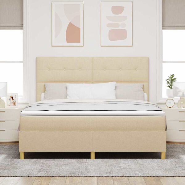 vidaXL Box spring seng med madras Creme 180 x 200 cm Stof