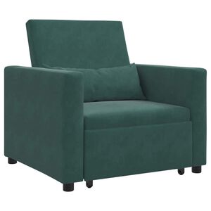 vidaXL Utr&aelig;kkelig sovesofa enkelt med hjul M&oslash;rkegr&oslash;n Fl&oslash;jl