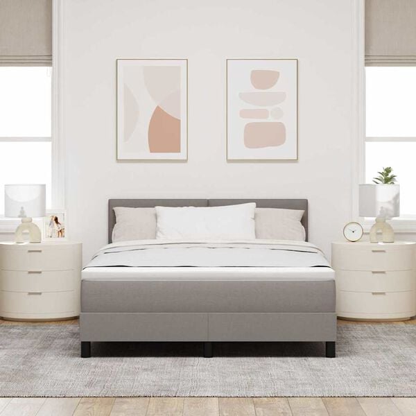 vidaXL Box spring seng med madras Gr&aring;brun 140 x 190 cm Stof