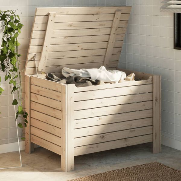 vidaXL opbevaringsboks med låg RANA 80x49x54 cm massivt fyrretræ