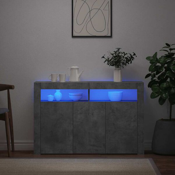vidaXL sk&aelig;nk med LED-lys 116x30x75 cm betongr&aring;