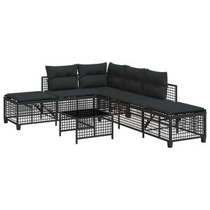 vidaXL hj&oslash;rnesofas&aelig;t til haven 3 dele med hynder polyrattan sort