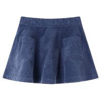 Nederdel til børn str. 92 med lommer fløjl marineblå