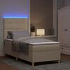 vidaXL LED Box Spring Bed med madras Creme 100 x 200 cm Stof