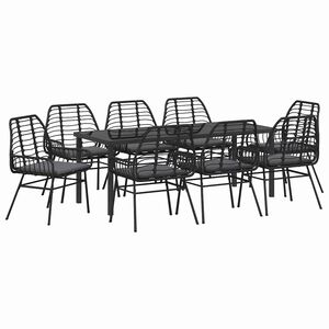 vidaXL Have Spisebordss&aelig;t 9 pcs Sort polyrattan