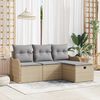 vidaXL Havesofa S&aelig;t med pude 4 pcs Beige og lys gr&aring; polyrattan